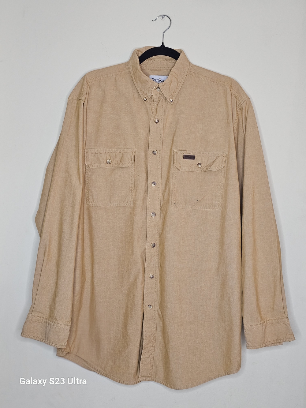 Carhartt L Tall Men’s Button-Down Work Shirt — Tan